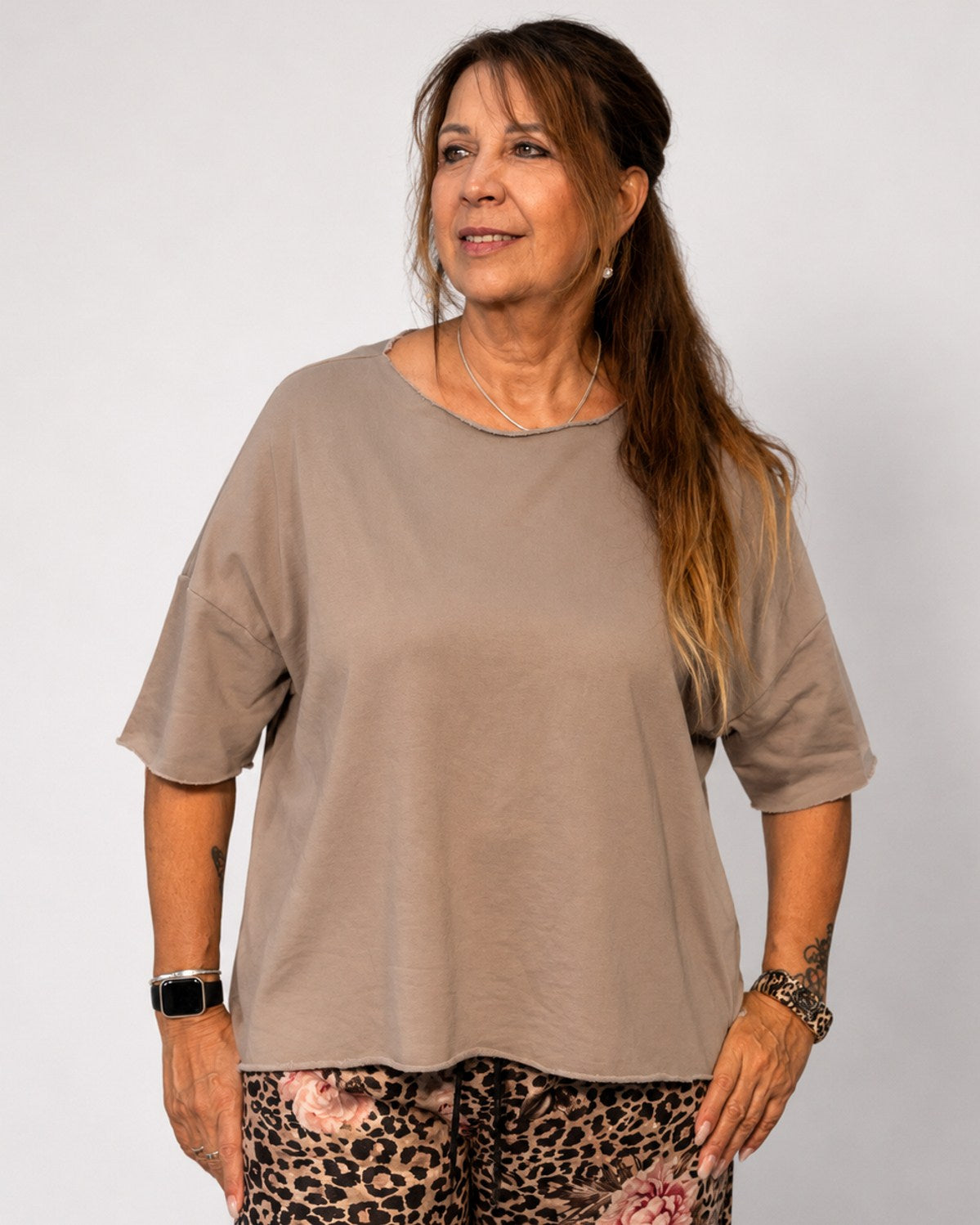 Basic T-Shirt aus Sommersweat mit Drop Shoulder