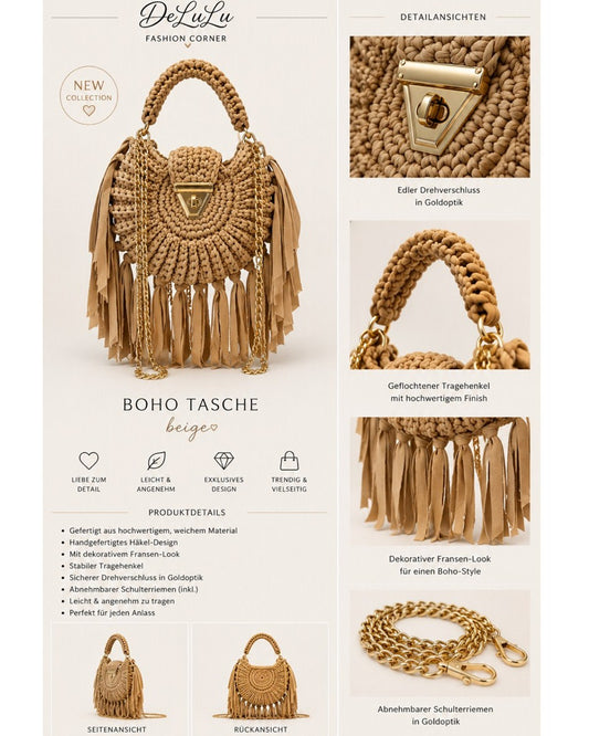 Trendige Boho Tasche mit Fransen!