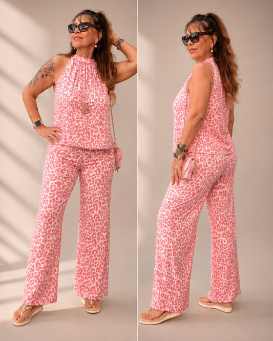 Kofferset Leo Pink – Sommerliches Zweiteiler-Set im trendigen Animal-Print