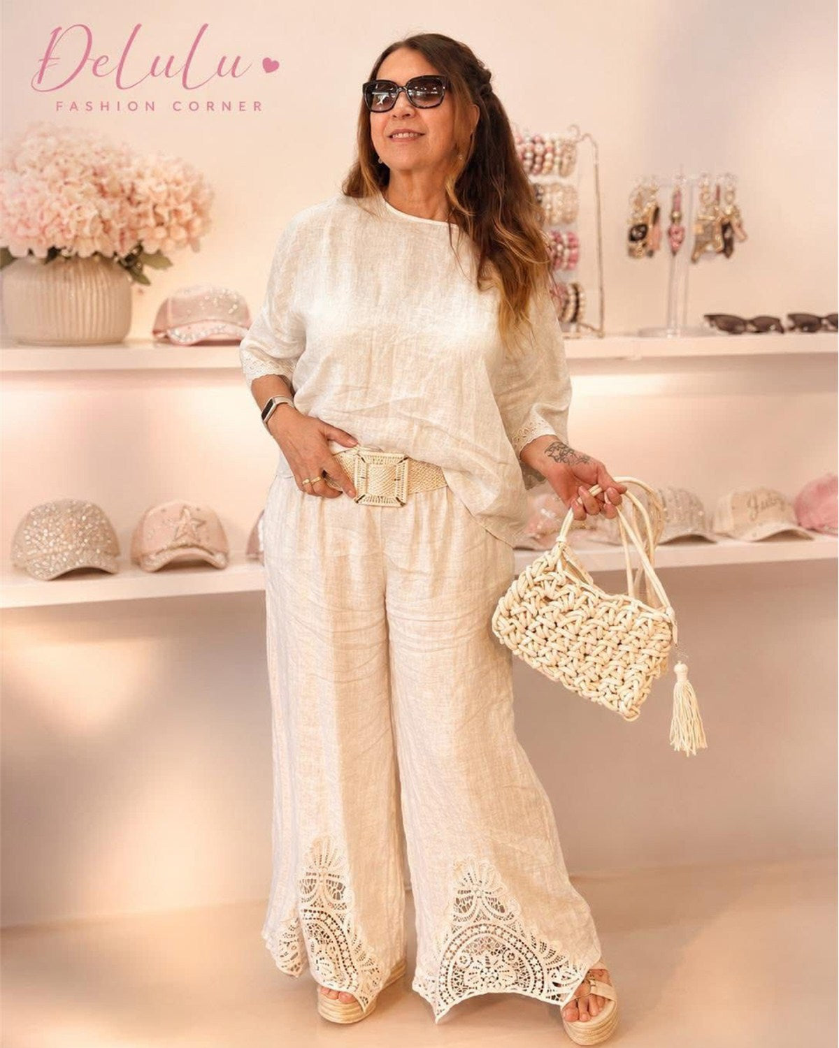 Leinenhose Boho Lace – Made in Italy