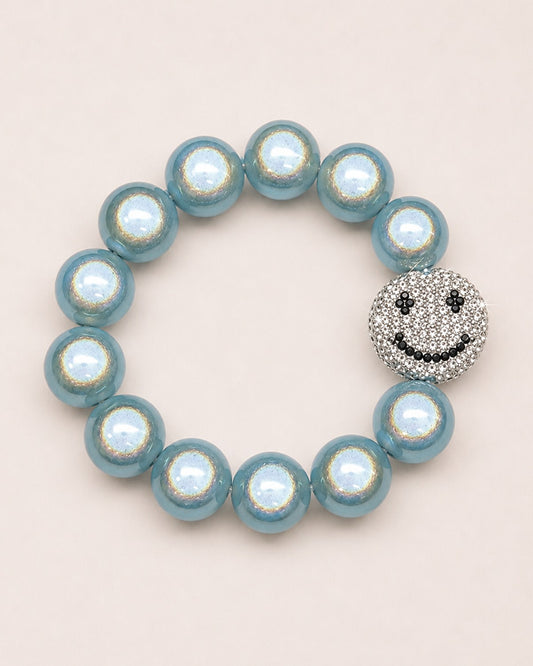 Smiley Perlenarmband – Grey Glam