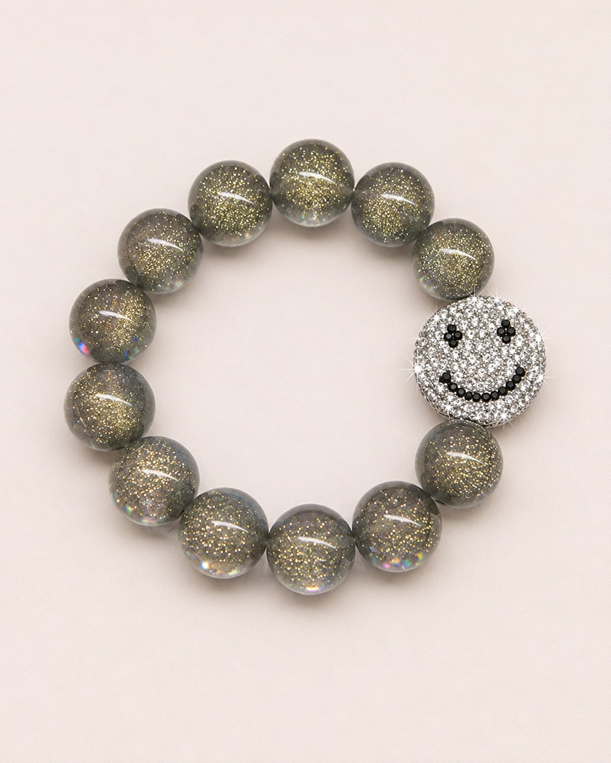 Smiley Perlenarmband – Grey Glam
