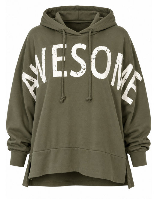 AWESOME Kapuzen-Sweater Army Green – Oversize Damen Hoodie