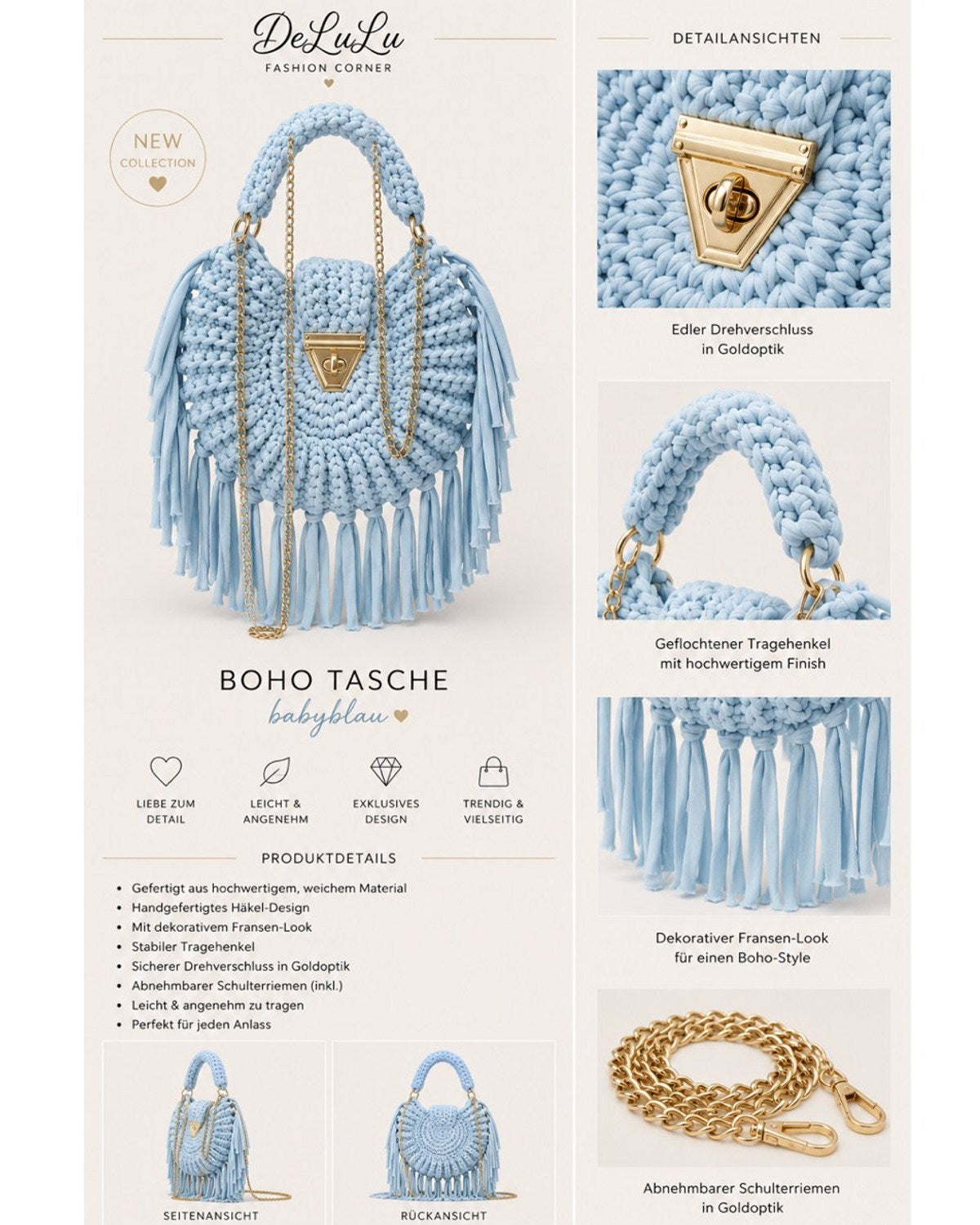Trendige Boho Tasche mit Fransen!