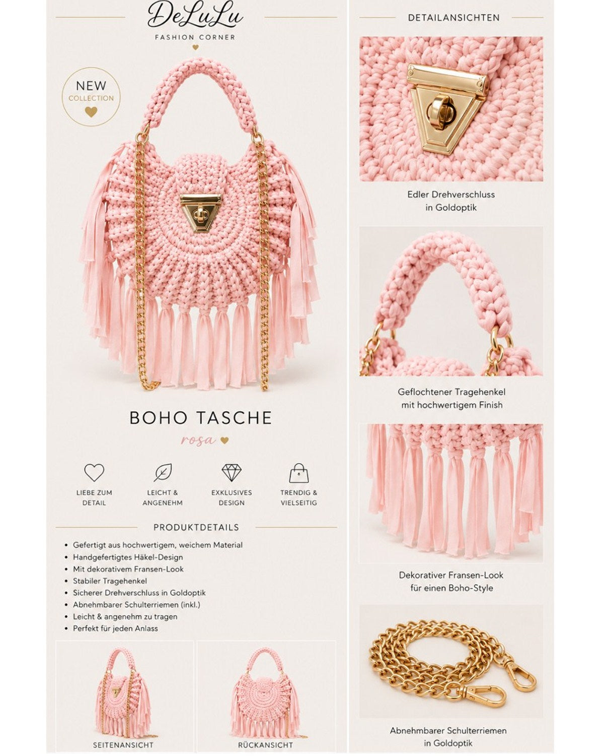 Trendige Boho Tasche mit Fransen!