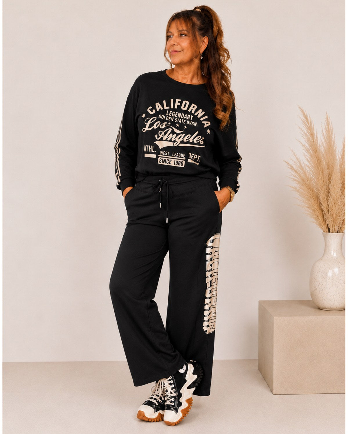 California Los Angeles Zweiteiler – Beige, Schwarz & Oliv