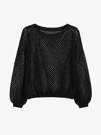 Leichter Lochstrick-Pullover mit Raglanärmeln