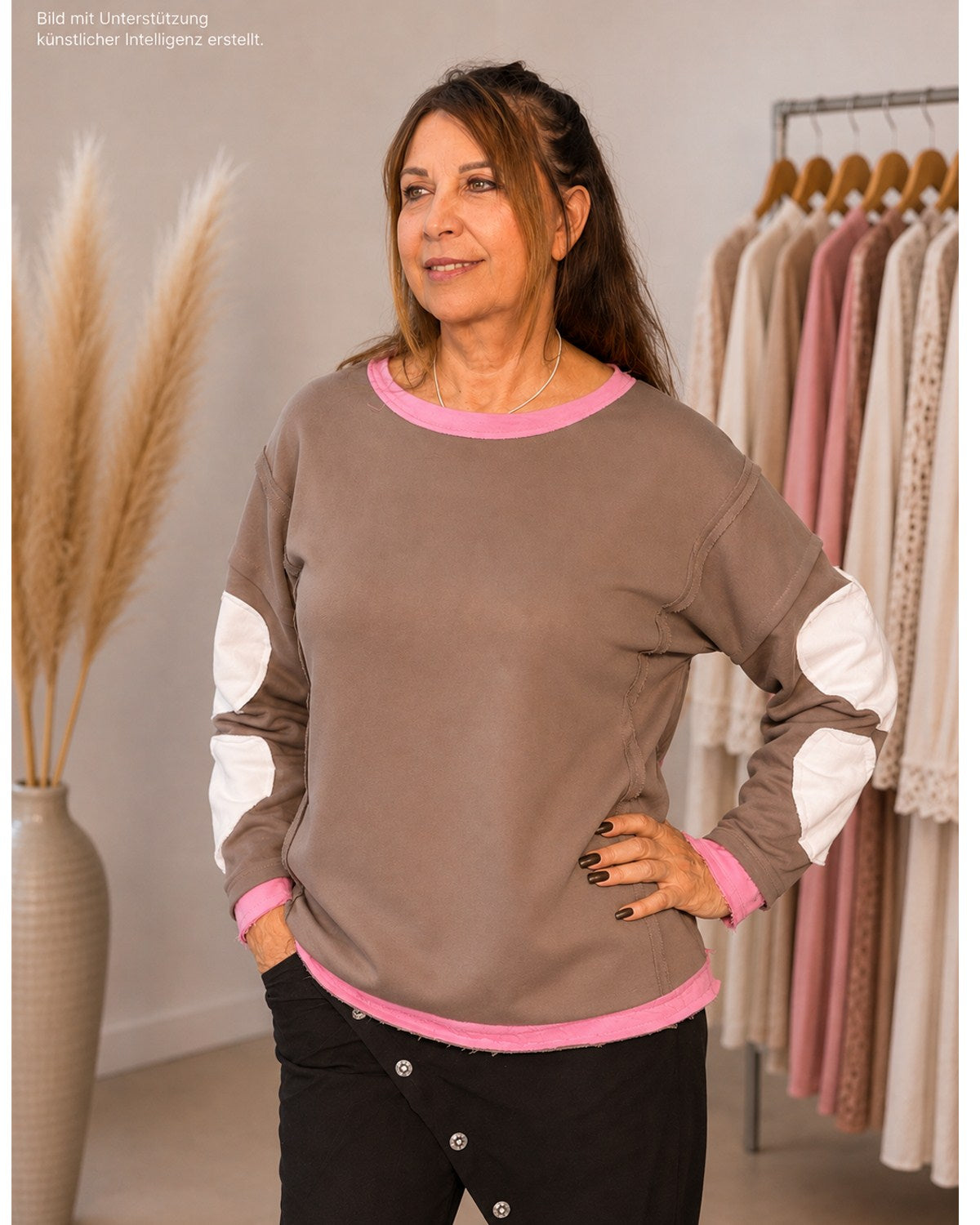 Damen Sweater mit Sterne-Patches | Made in Italy