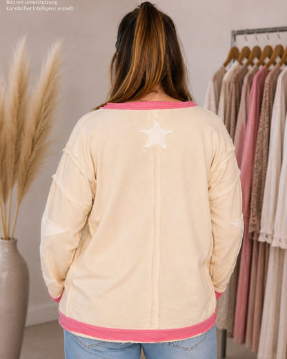 Damen Sweater mit Sterne-Patches | Made in Italy