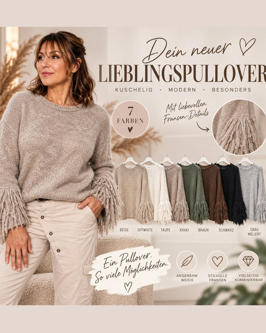 Fransen Strickpullover Damen – 7 Farben | One Size 36–42 | Made in Italy