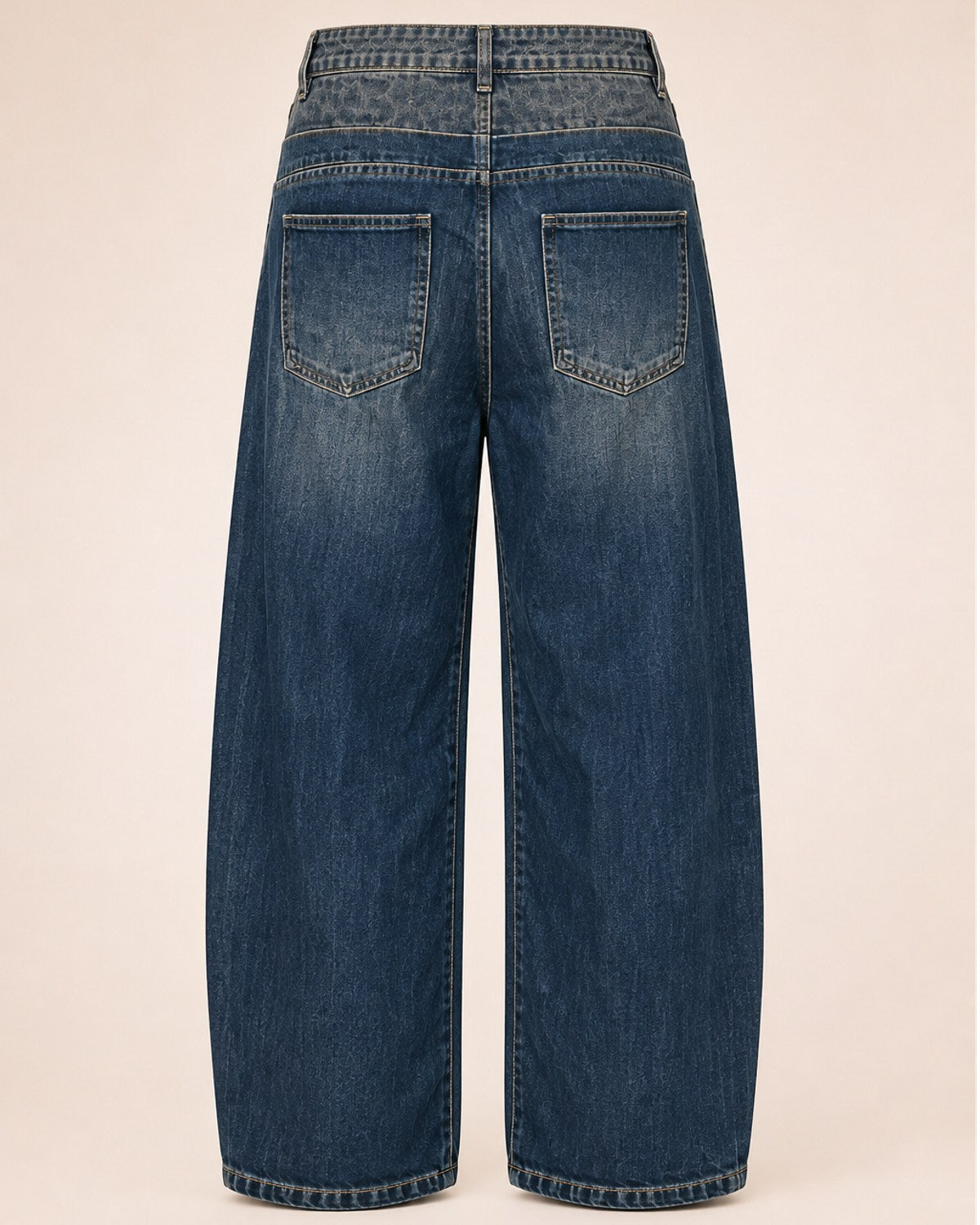 High Waist Boyfriend Jeans Damen – Wide Leg mit Latz & Used-Waschung