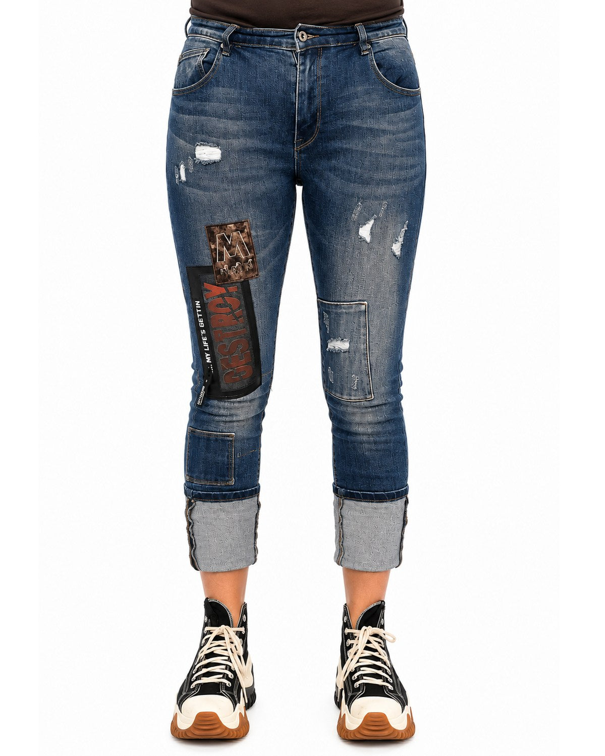 Sexy Woman Jeans mit Destroy-Details und Patchwork