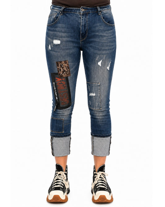 Sexy Woman Jeans mit Destroy-Details und Patchwork
