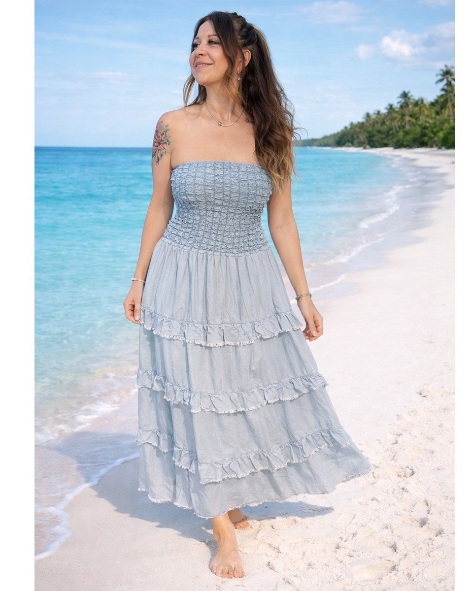 Jeans Kleid blau strand