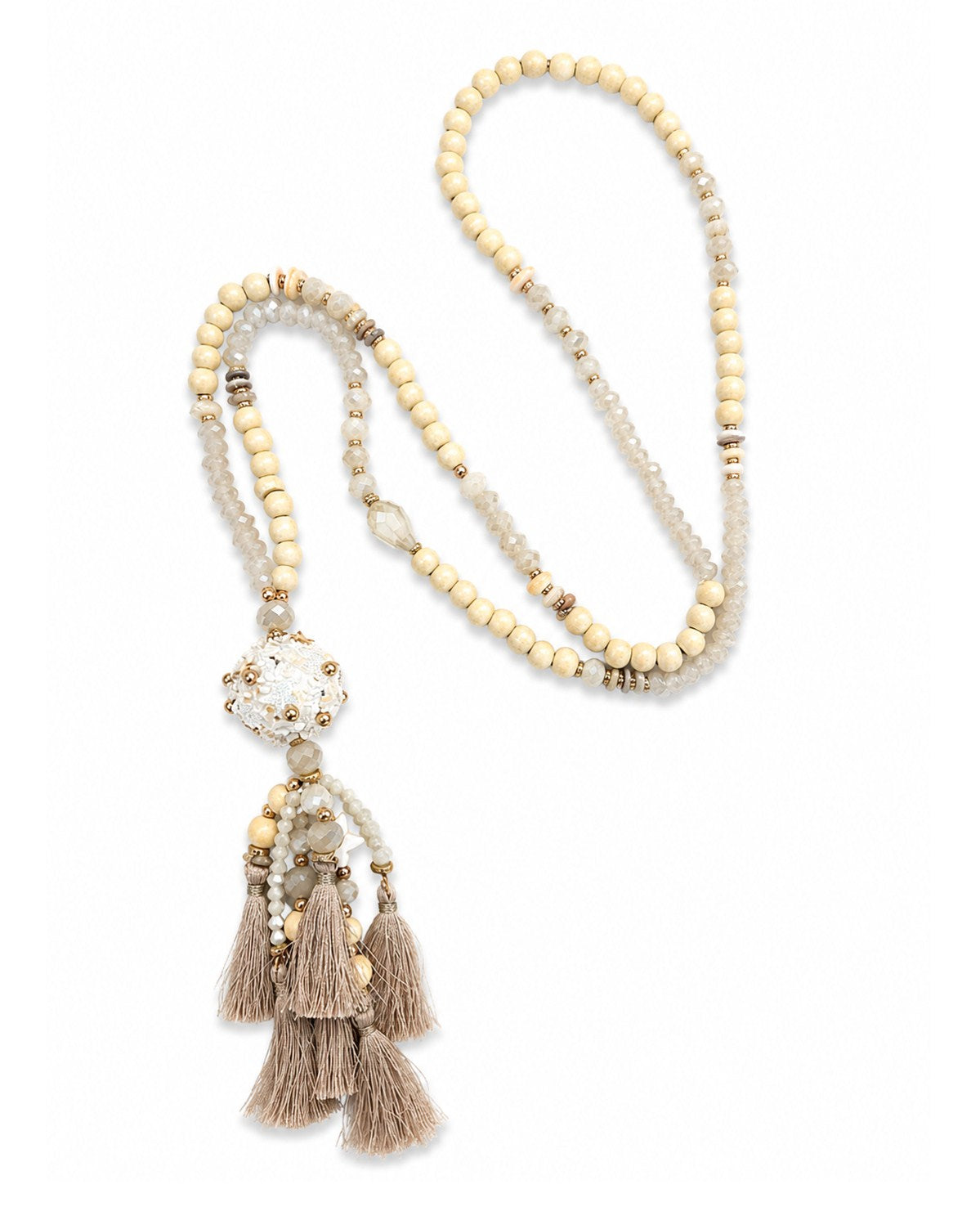 Kette Beige mit Quasten
