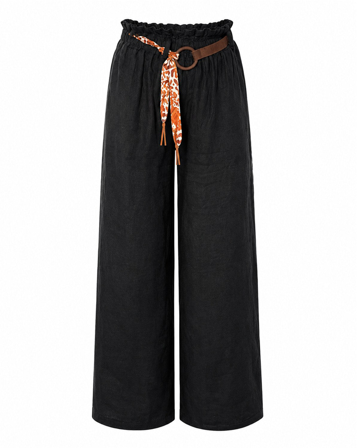 Leinenhose mit Gürtel – Schwarz | Made in Italy