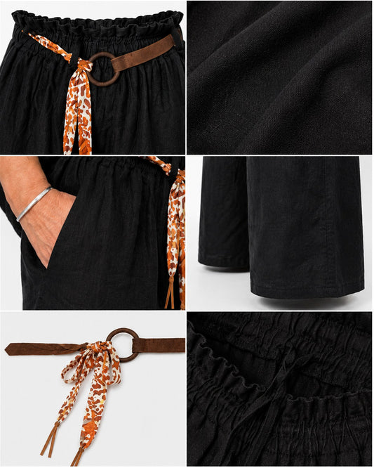 Leinenhose mit Gürtel – Schwarz | Made in Italy