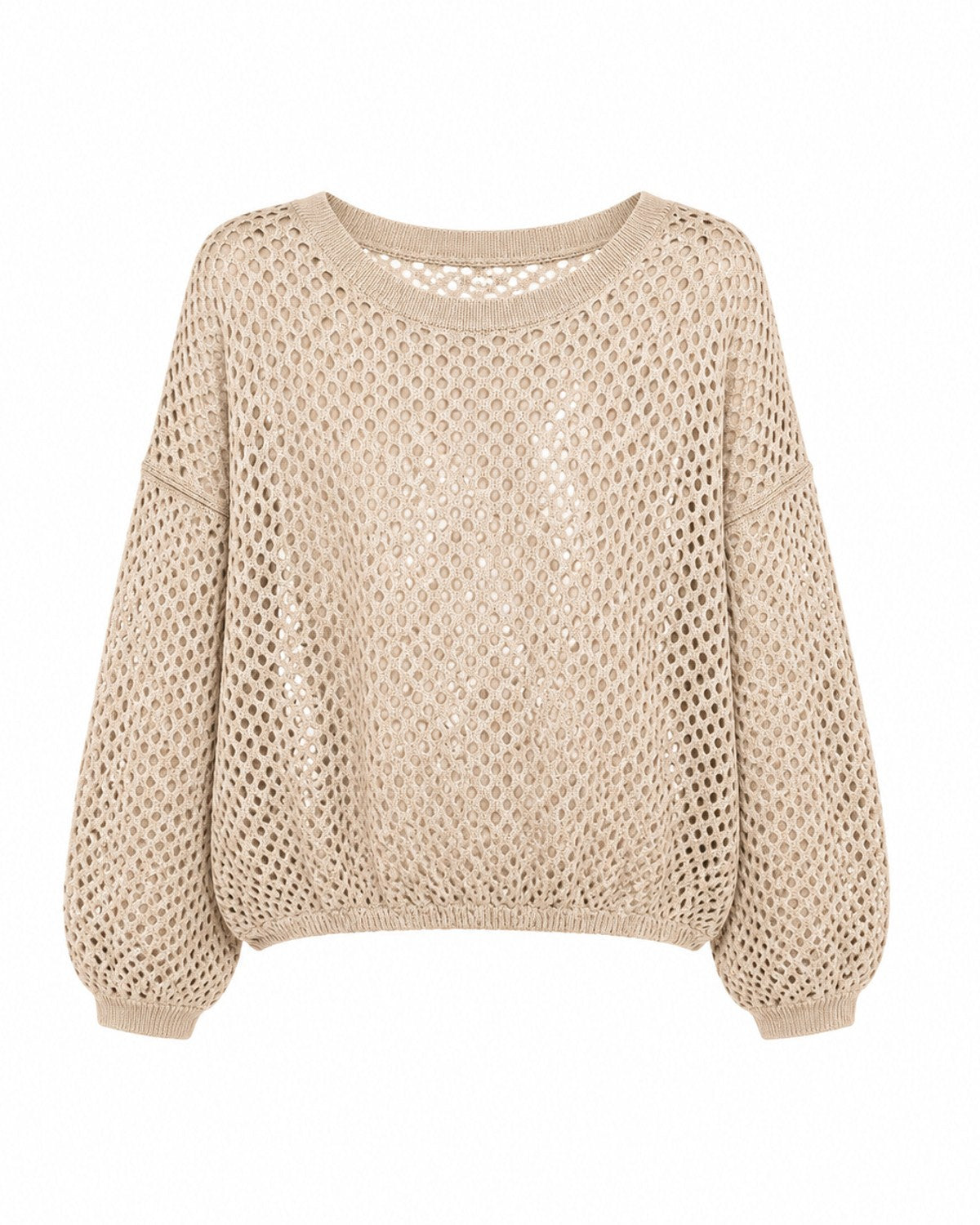 Leichter Lochstrick-Pullover mit Raglanärmeln