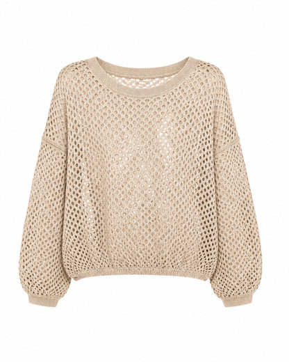 Leichter Lochstrick-Pullover mit Raglanärmeln