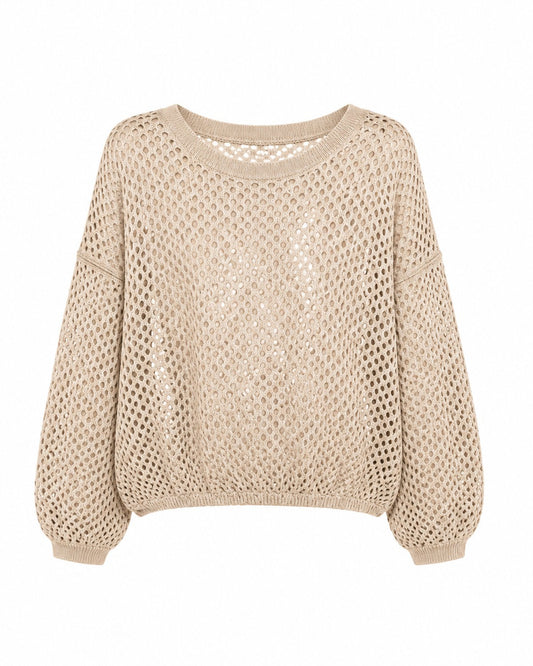 Leichter Lochstrick-Pullover mit Raglanärmeln