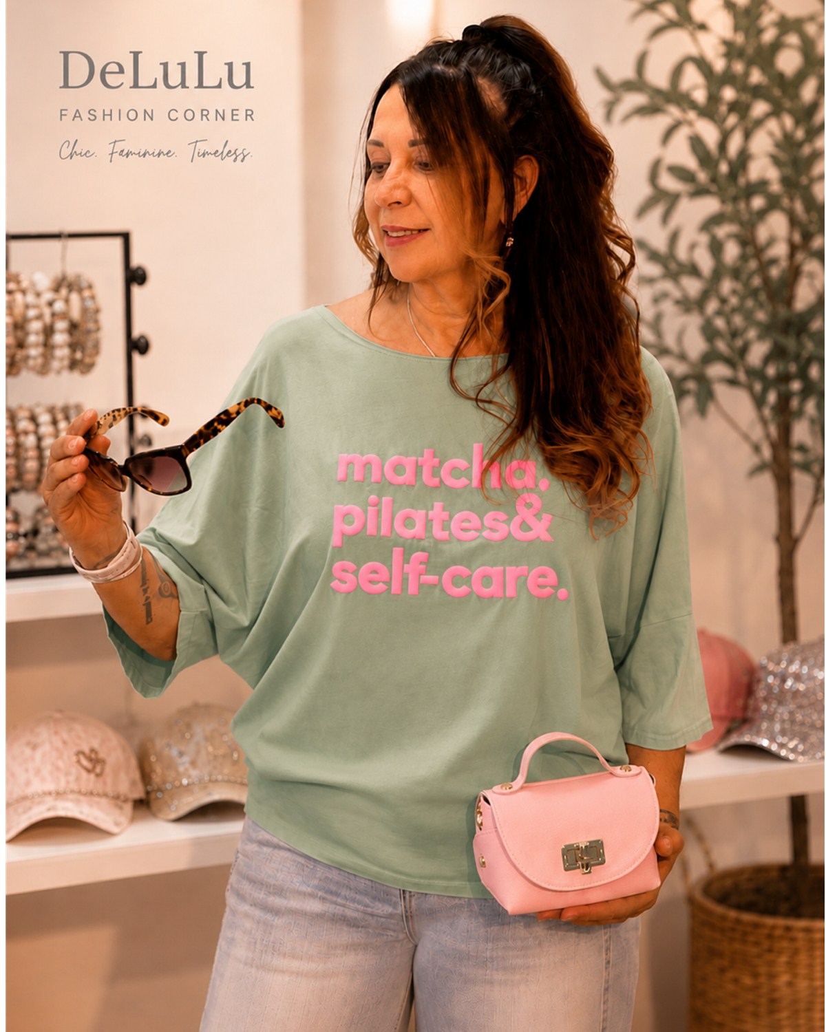 Oversize T-Shirt „Matcha, Pilates & Self-Care“