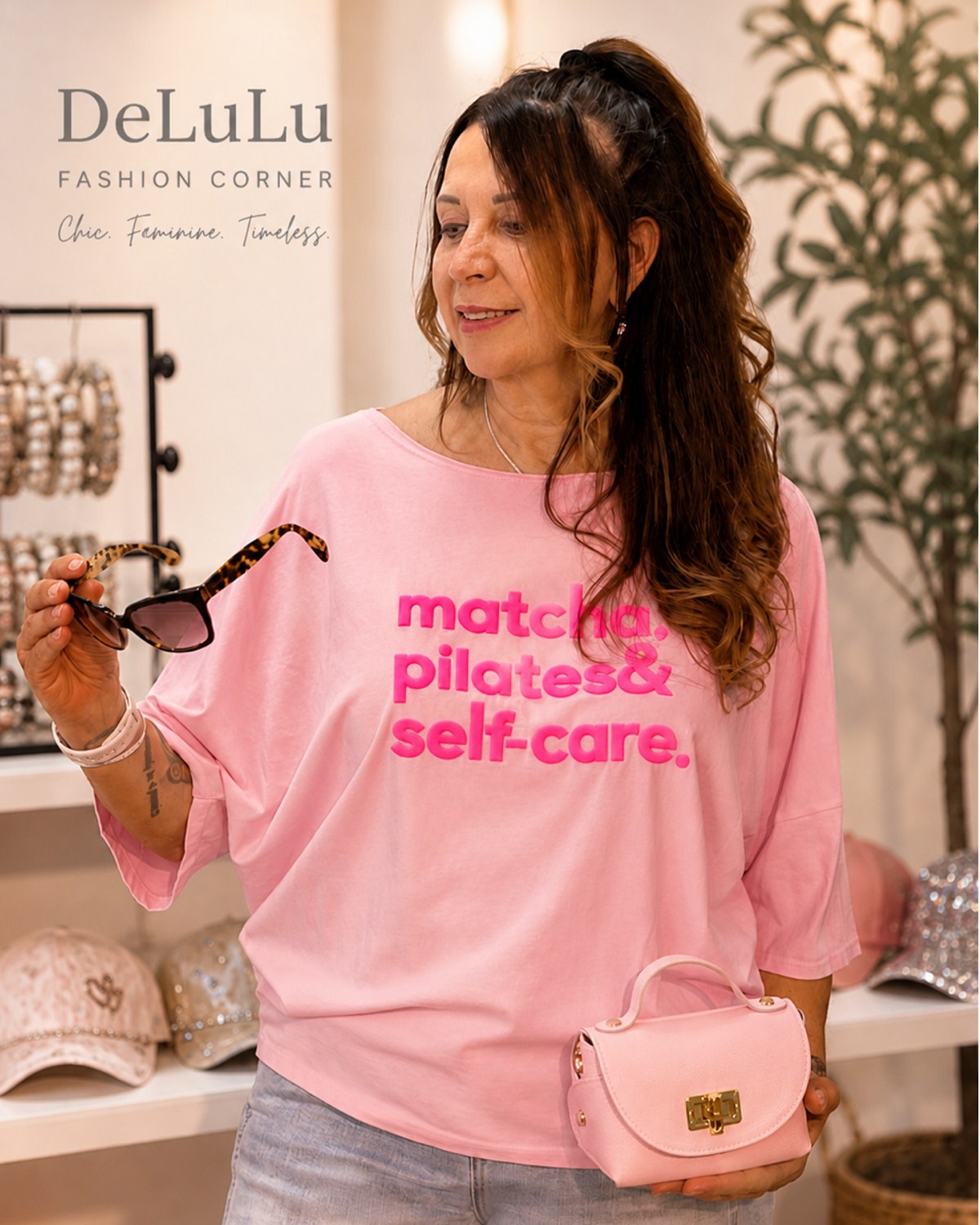 Oversize T-Shirt „Matcha, Pilates & Self-Care“
