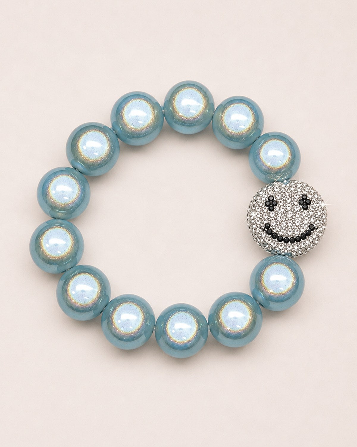 Smiley Perlenarmband – Grey Glam