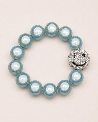 Smiley Perlenarmband – Grey Glam
