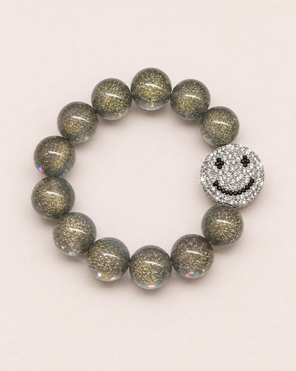 Smiley Perlenarmband – Grey Glam