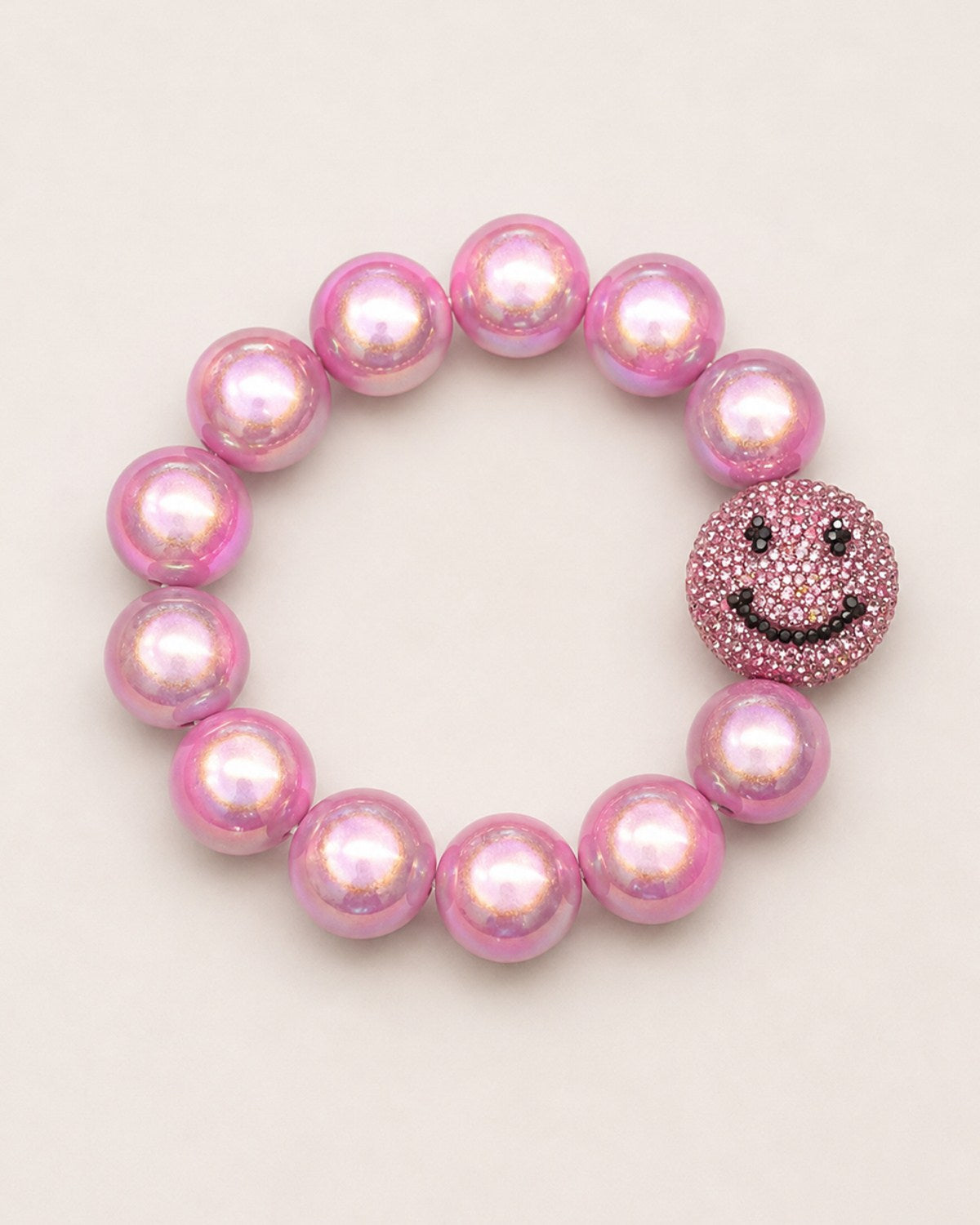 Smiley Perlenarmband – Grey Glam