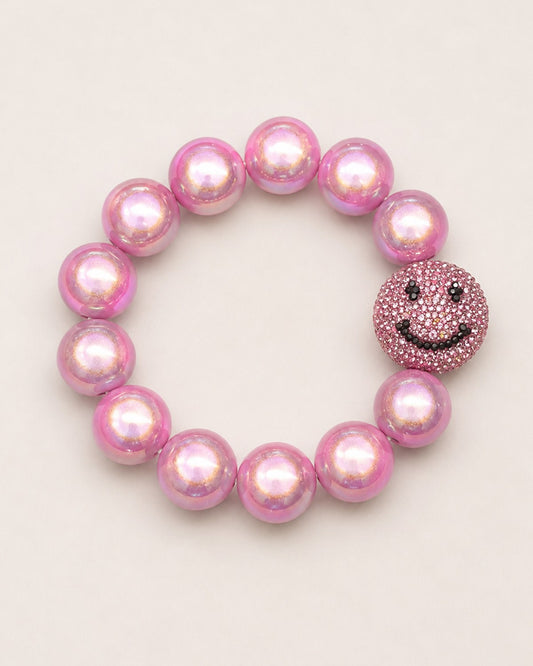 Smiley Perlenarmband – Grey Glam