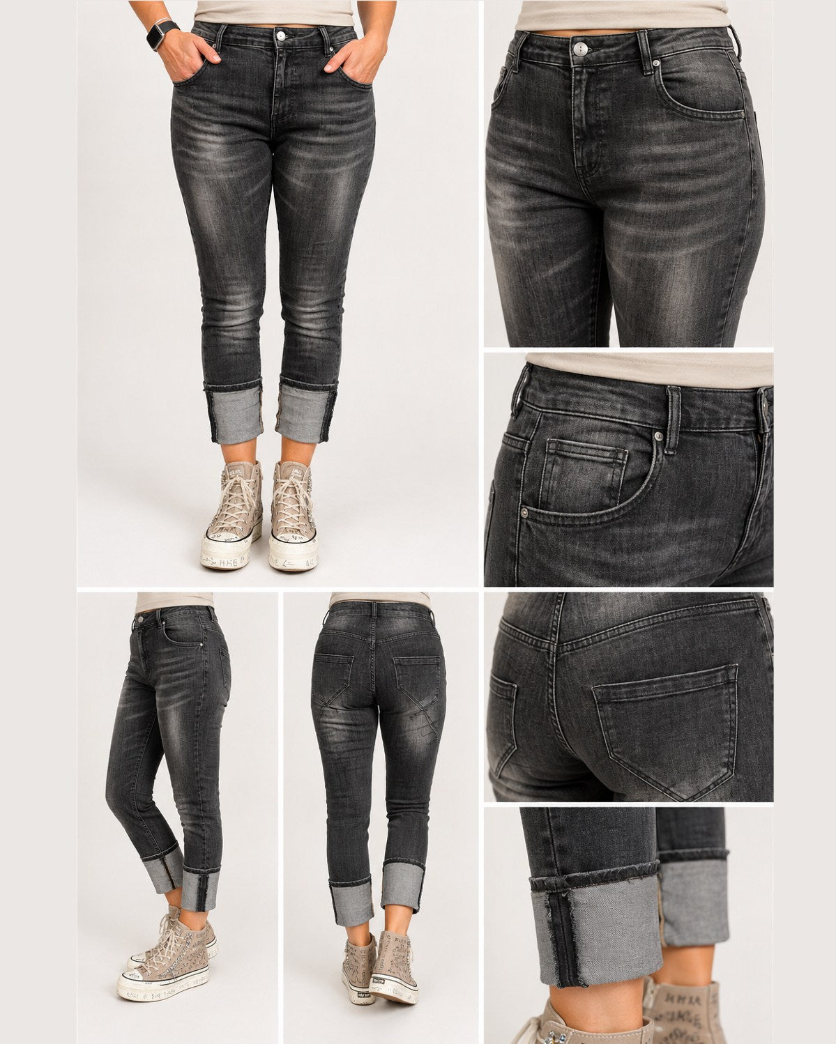 Damenjeans in Schwarz überzeugt mit einer trendigen Waschung