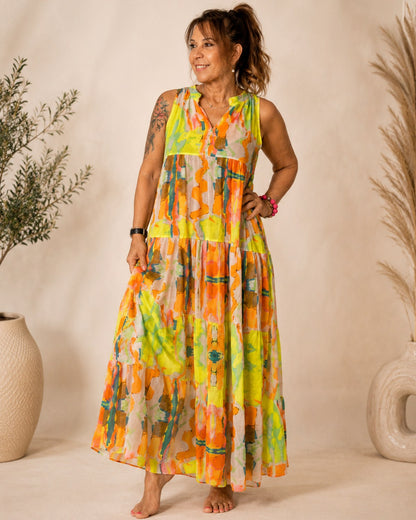 Sommer Maxikleid Damen bunt Made in Italy