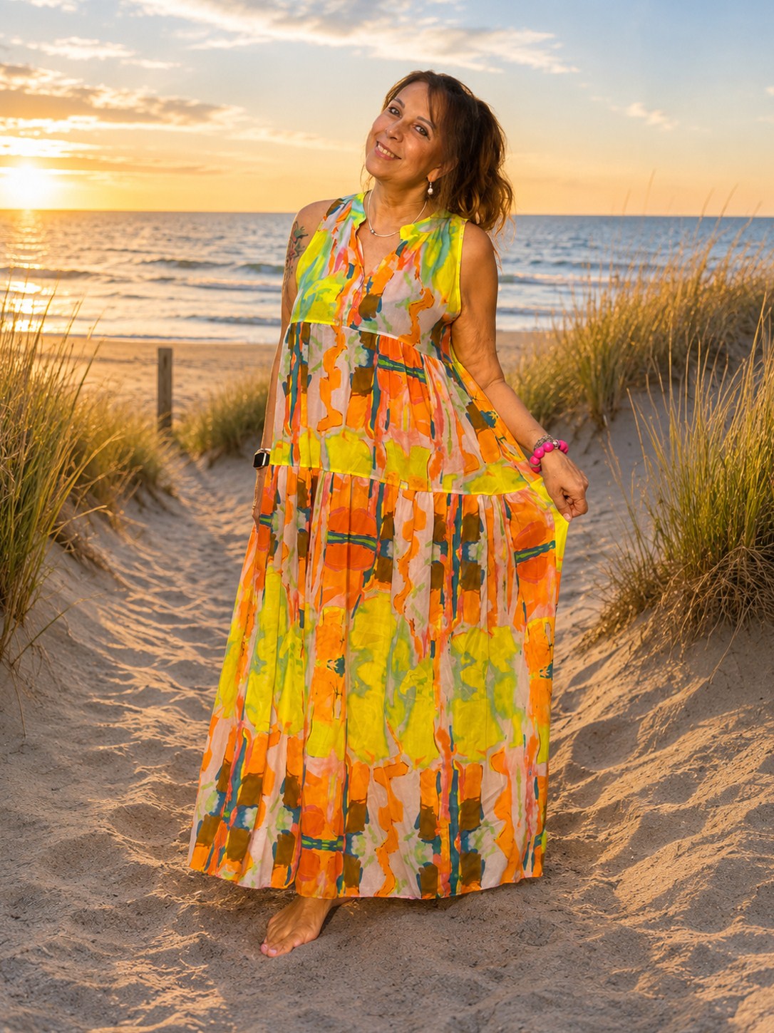 Sommer Maxikleid Damen bunt Made in Italy
