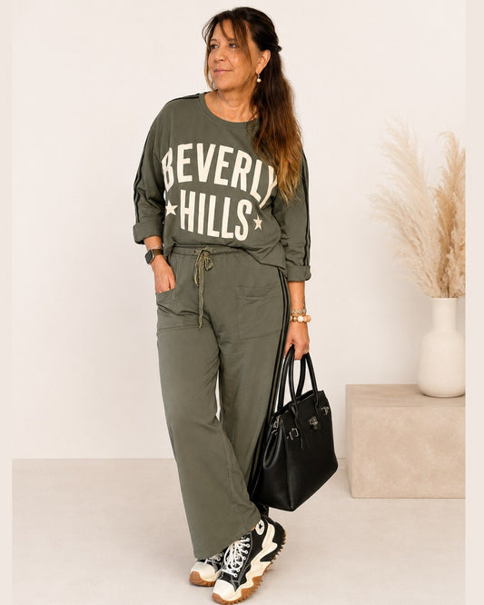 Damen-Zweiteiler Beverly Hills in Beige mit weiter Hose