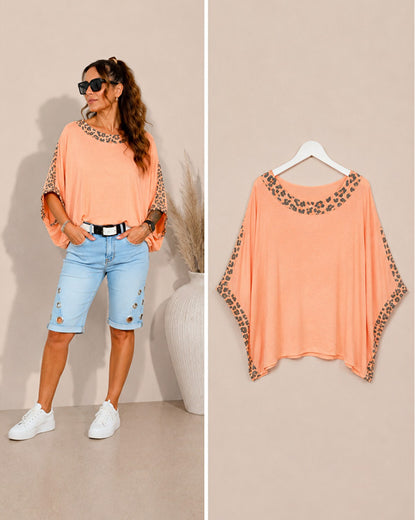Kastiges Cropped T-Shirt mit Leo Print