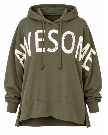 AWESOME Kapuzen-Sweater Army Green – Oversize Damen Hoodie