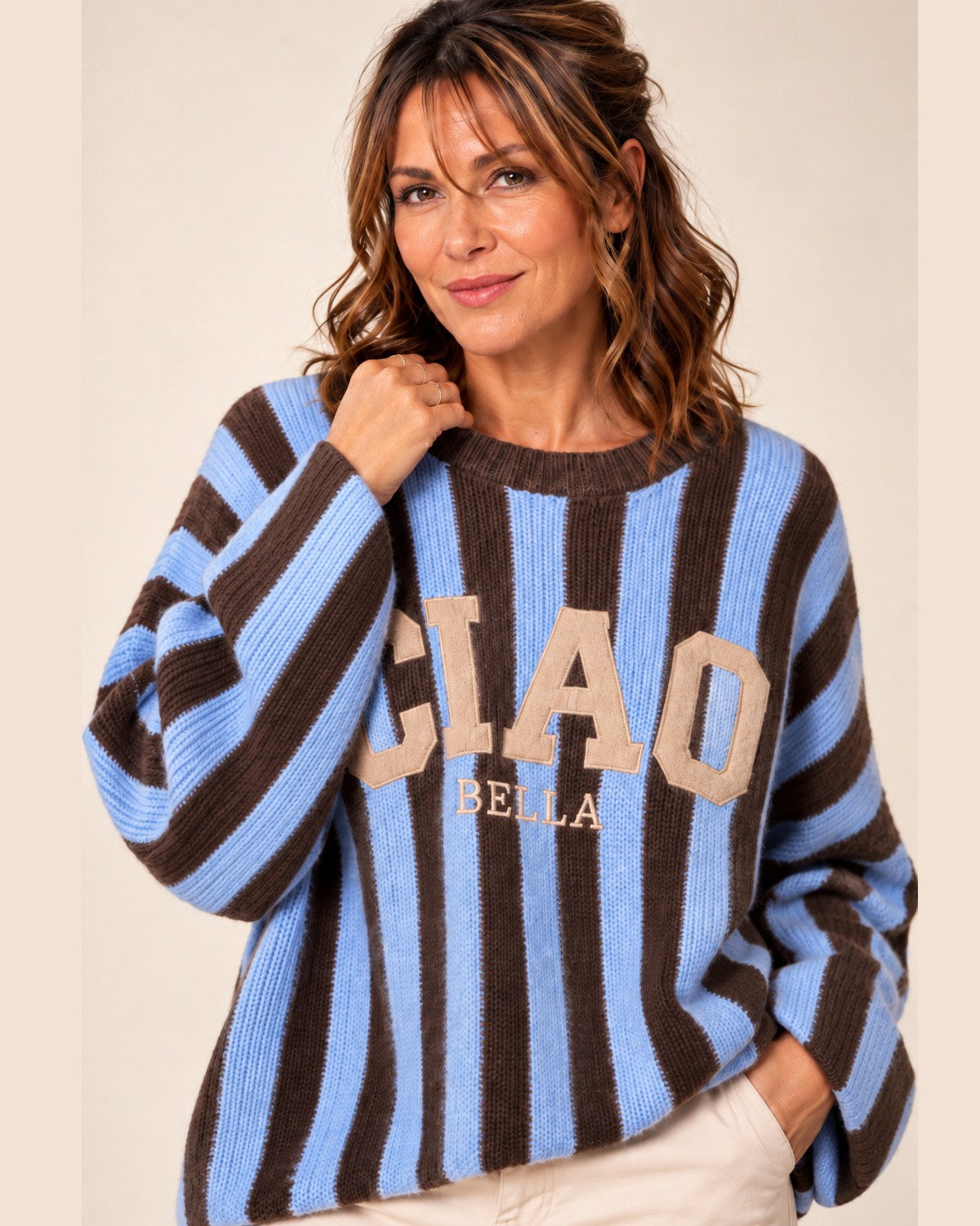 CIAO BELLA Oversize Strickpullover Damen – gestreift